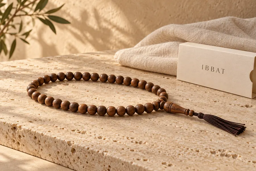 Wooden Tasbih — illustrative sample presentation